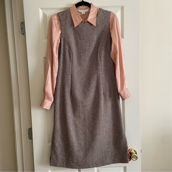 Casual Corner Pink and Brown Long Sleeve Dress - Picture 1 of 4
